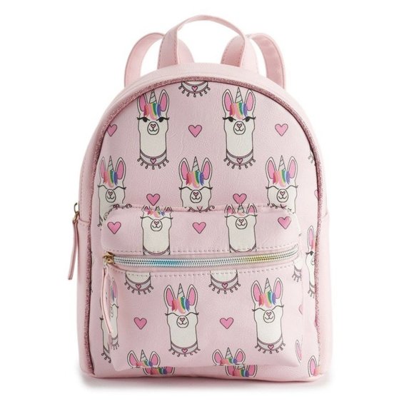 OMG Accessories Handbags - ❌SOLD❌OMG Accessories Pink Faux Leather Llama Unicorn Mini Backpack